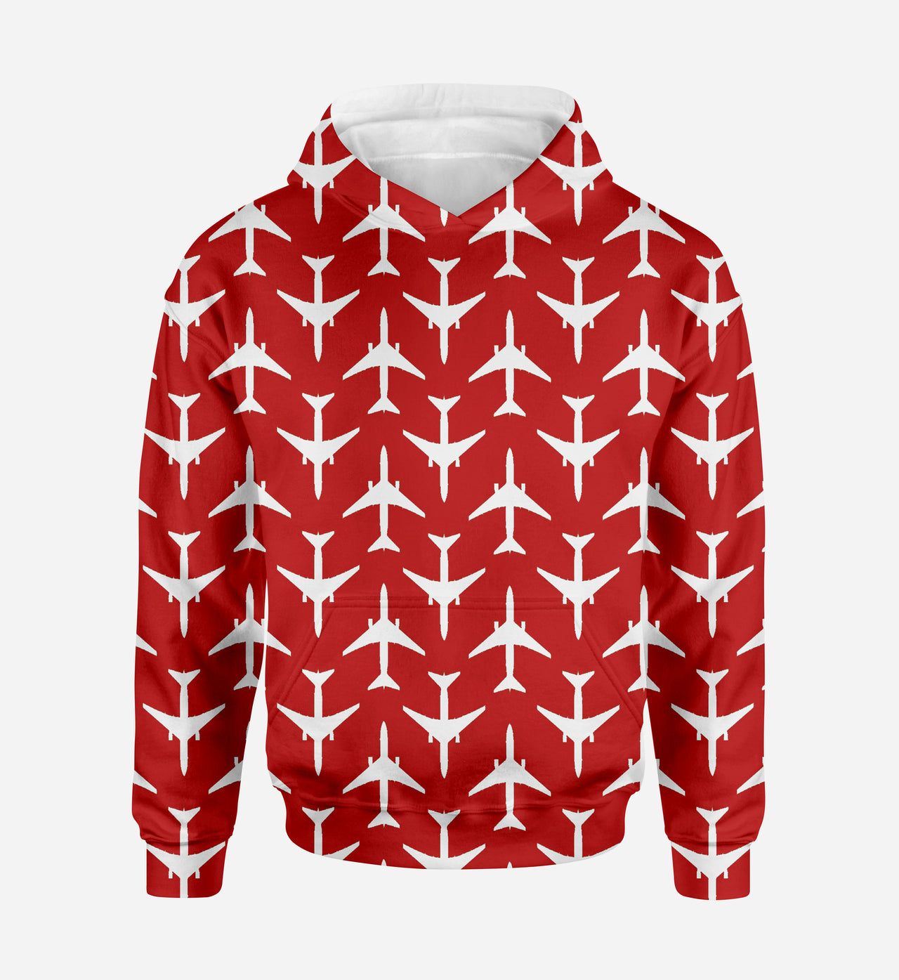 Perfectly Sized Seamless Airplanes Red Designed 3D Hoodies