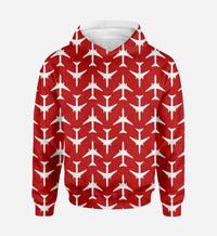 Thumbnail for Perfectly Sized Seamless Airplanes Red Designed 3D Hoodies