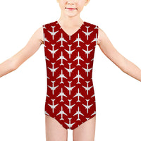 Thumbnail for Perfectly Sized Seamless Airplanes Red Designed Kids Swimsuit
