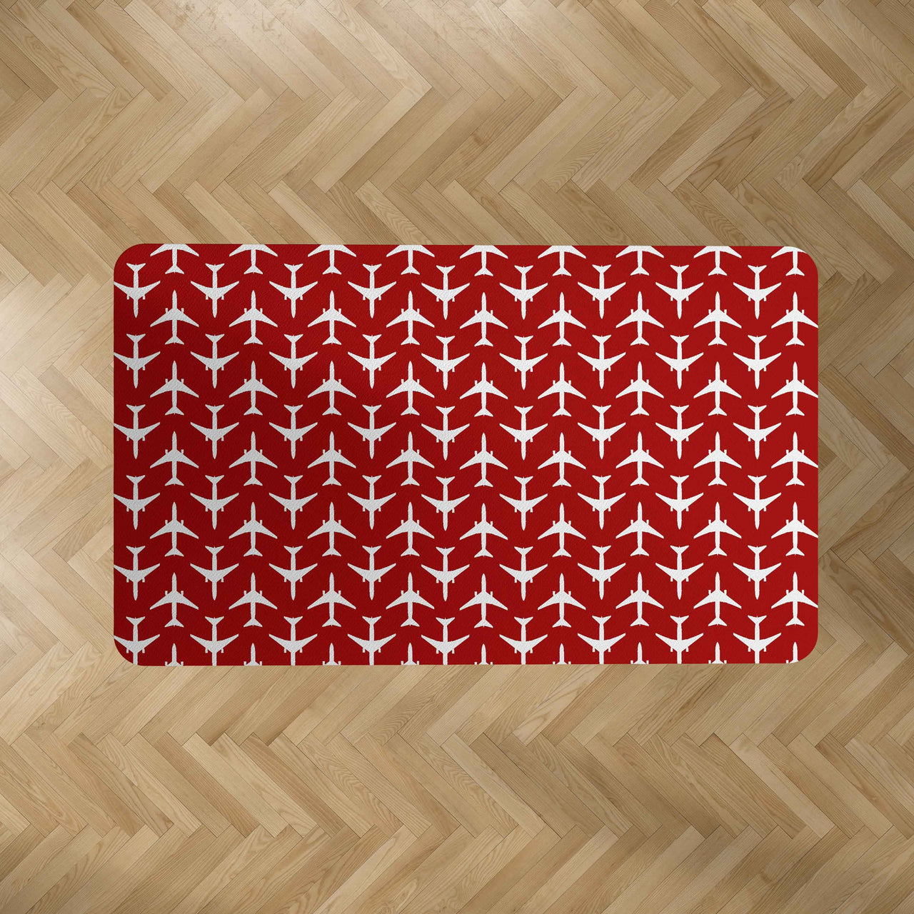 Perfectly Sized Seamless Airplanes (Red) Designed Carpet & Floor Mats