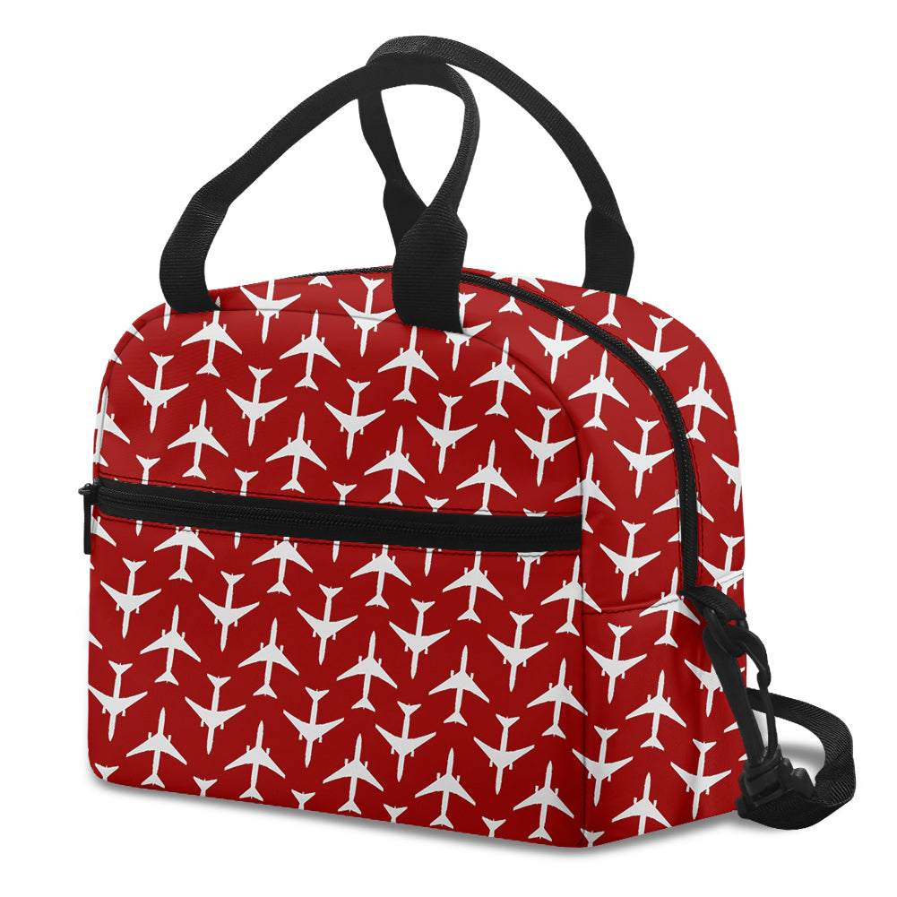 Perfectly Sized Seamless Airplanes Red Designed Lunch Bags