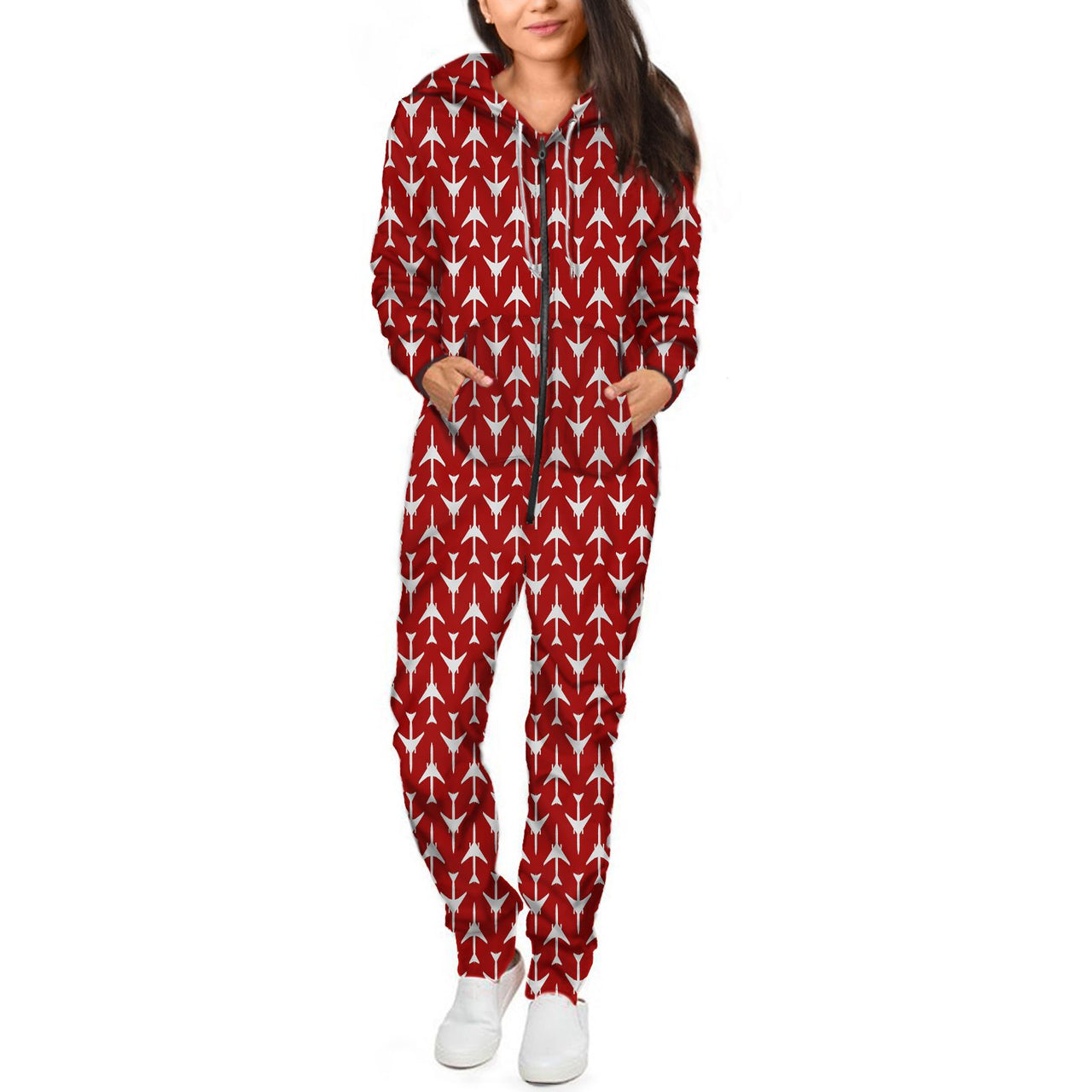 Perfectly Sized Seamless Airplanes Red Designed Jumpsuit for Men & Women