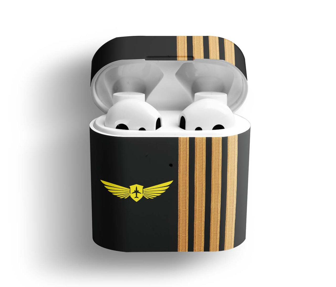 Pilot Badge & Special Golden Epaulettes (4,3,2 Lines) Designed AirPods Cases