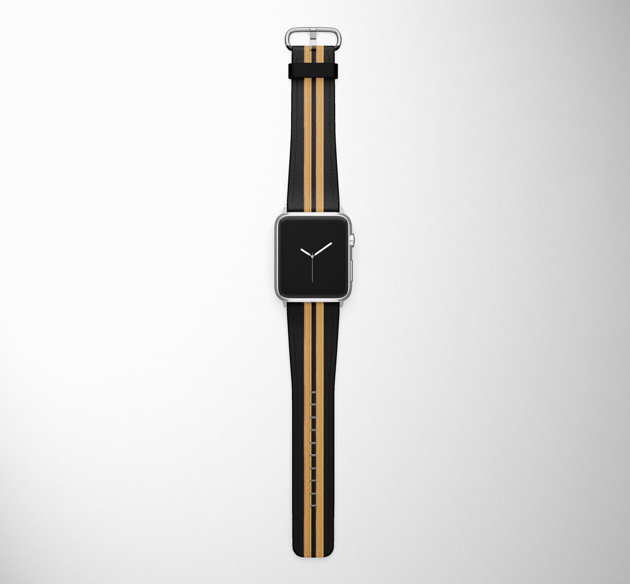 Pilot Epaulette 2 Lines (Golden) Designed Leather Apple Watch Straps