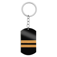Thumbnail for Pilot Epaulette 2 Lines Designed Stainless Steel Key Chains (Double Side)