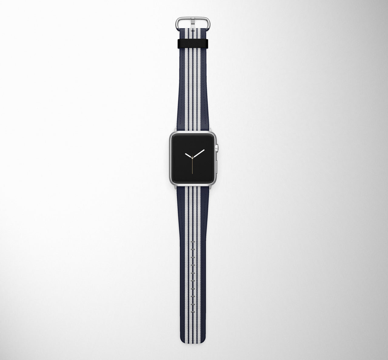 Pilot Epaulette 4 Lines (Silver) Designed Leather Apple Watch Straps