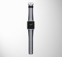 Thumbnail for Pilot Epaulette 4 Lines (Silver) Designed Leather Apple Watch Straps
