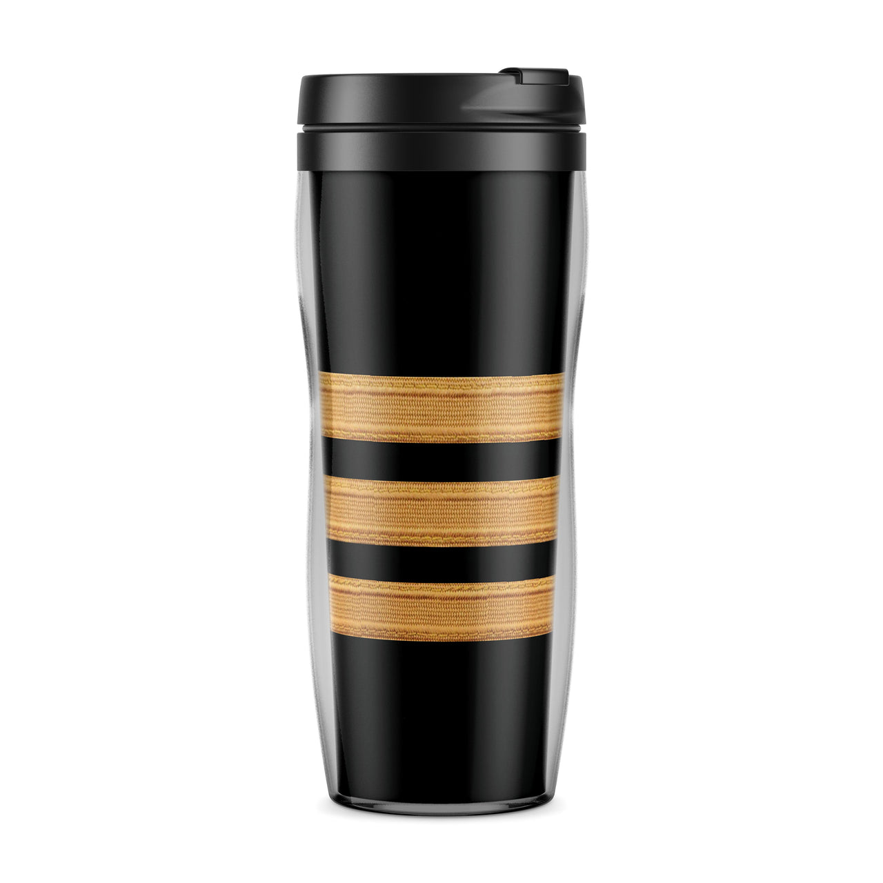 Golden Pilot Epaulettes (4,3,2 Lines) Designed Plastic Travel Mugs