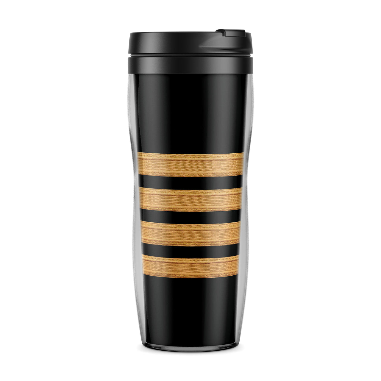 Golden Pilot Epaulettes (4,3,2 Lines) Designed Plastic Travel Mugs
