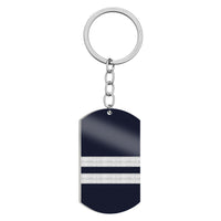 Thumbnail for Pilot Epaulettes (Silver) 2 Lines Designed Stainless Steel Key Chains (Double Side)