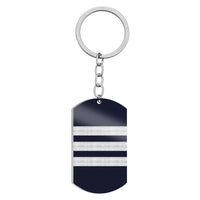 Thumbnail for Pilot Epaulettes (Silver) 3 Lines Designed Stainless Steel Key Chains (Double Side)