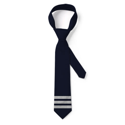 Pilot Epaulettes (Silver) 3 Lines aviation design on premium silk blend tie.