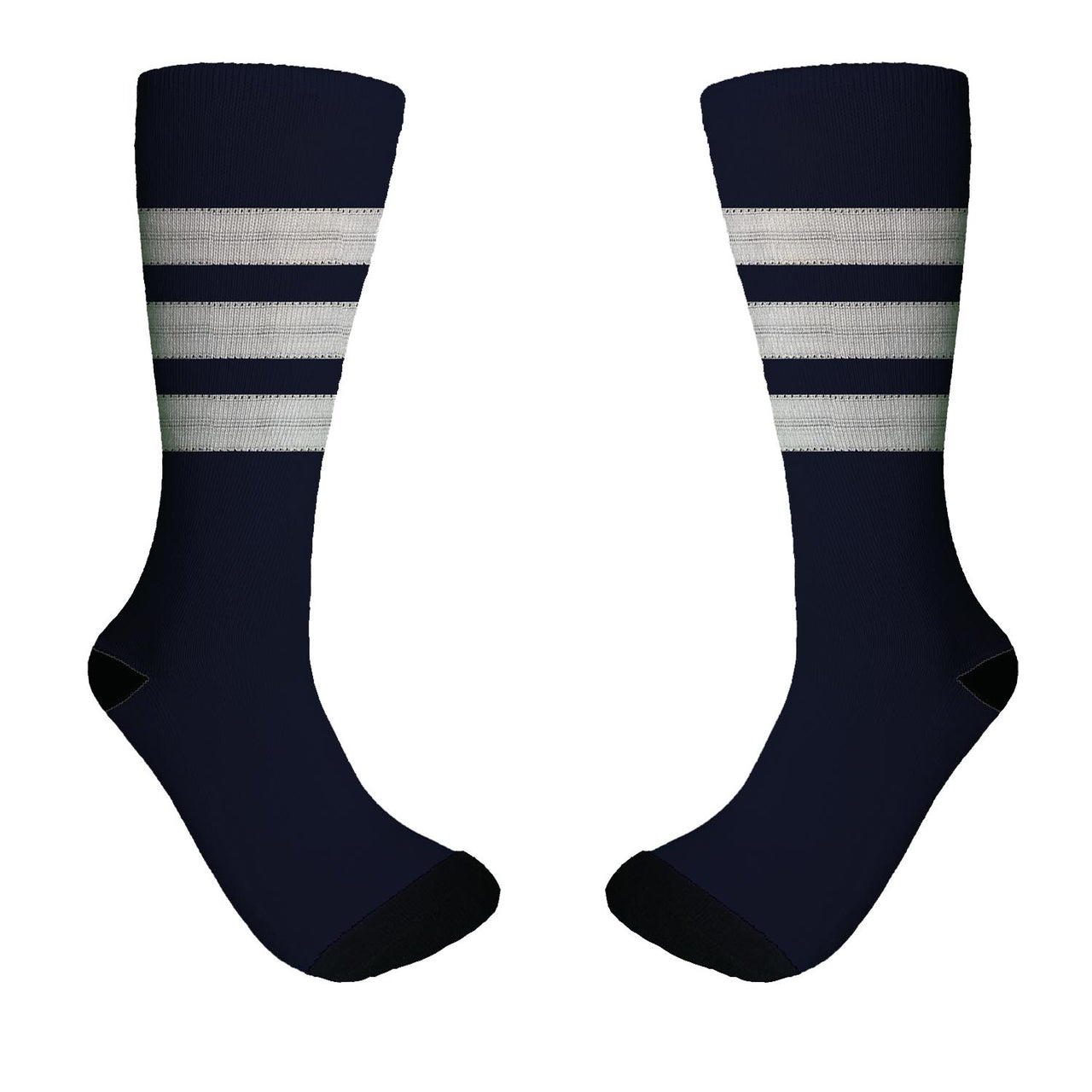 Pilot Epaulette (Silver) 3 Lines Designed Socks
