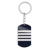 Thumbnail for Pilot Epaulettes (Silver) 4 Lines Designed Stainless Steel Key Chains (Double Side)