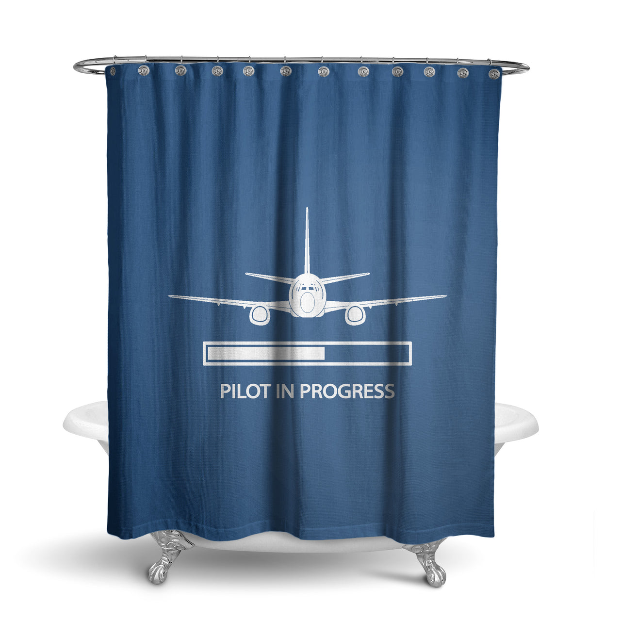 Pilot In Progress Designed Shower Curtains