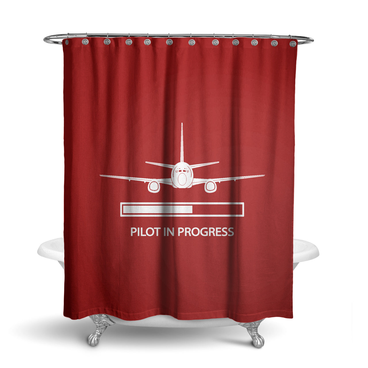 Pilot In Progress Designed Shower Curtains