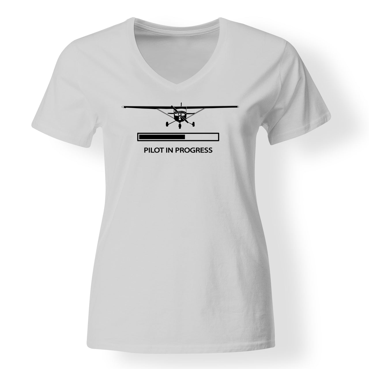 Pilot In Progress (Cessna) Designed V-Neck T-Shirts