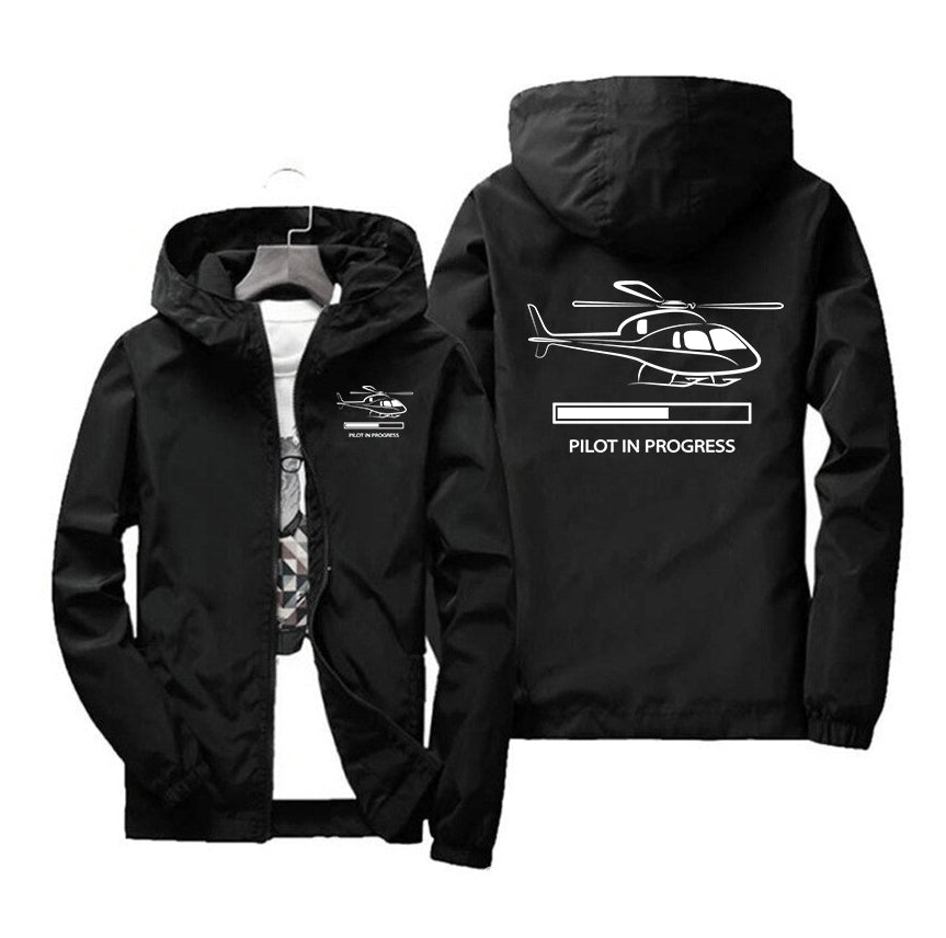 Pilot In Progress (Helicopter) Designed Windbreaker Jackets