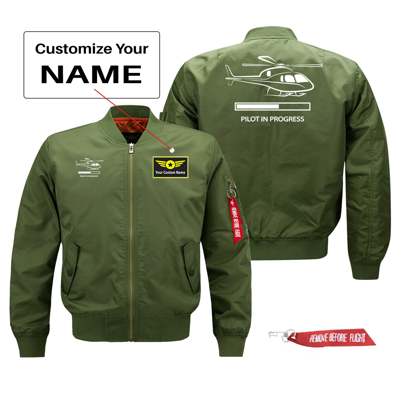 Pilot In Progress Helicopter Designed Pilot Jackets Customizable