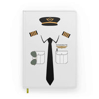 Thumbnail for Customizable Name & Pilot Uniform aviation design on premium hardcover notebook.