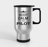 Thumbnail for Pilot (777 Silhouette) Designed Travel Mugs (With Holder)