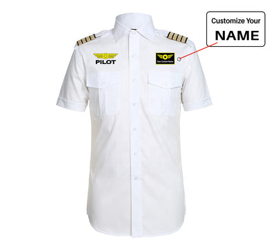 Pilot & Badge aviation design printed on crisp poplin cotton pilot uniform shirt.