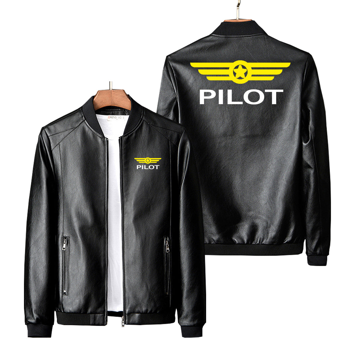 Pilot & Badge Designed PU Leather Jackets