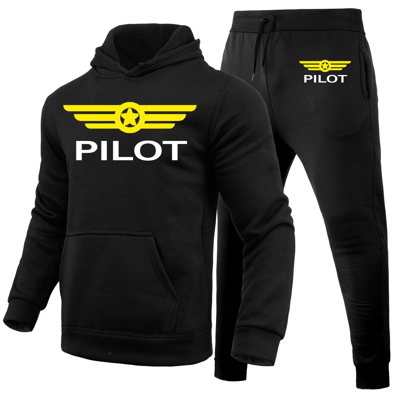 Pilot & Badge Designed Hoodies & Sweatpants Set