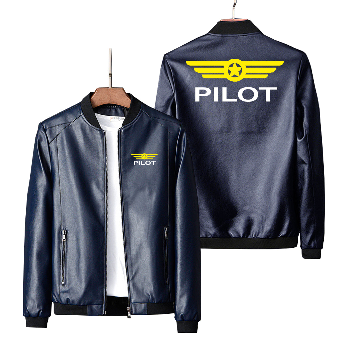 Pilot & Badge Designed PU Leather Jackets