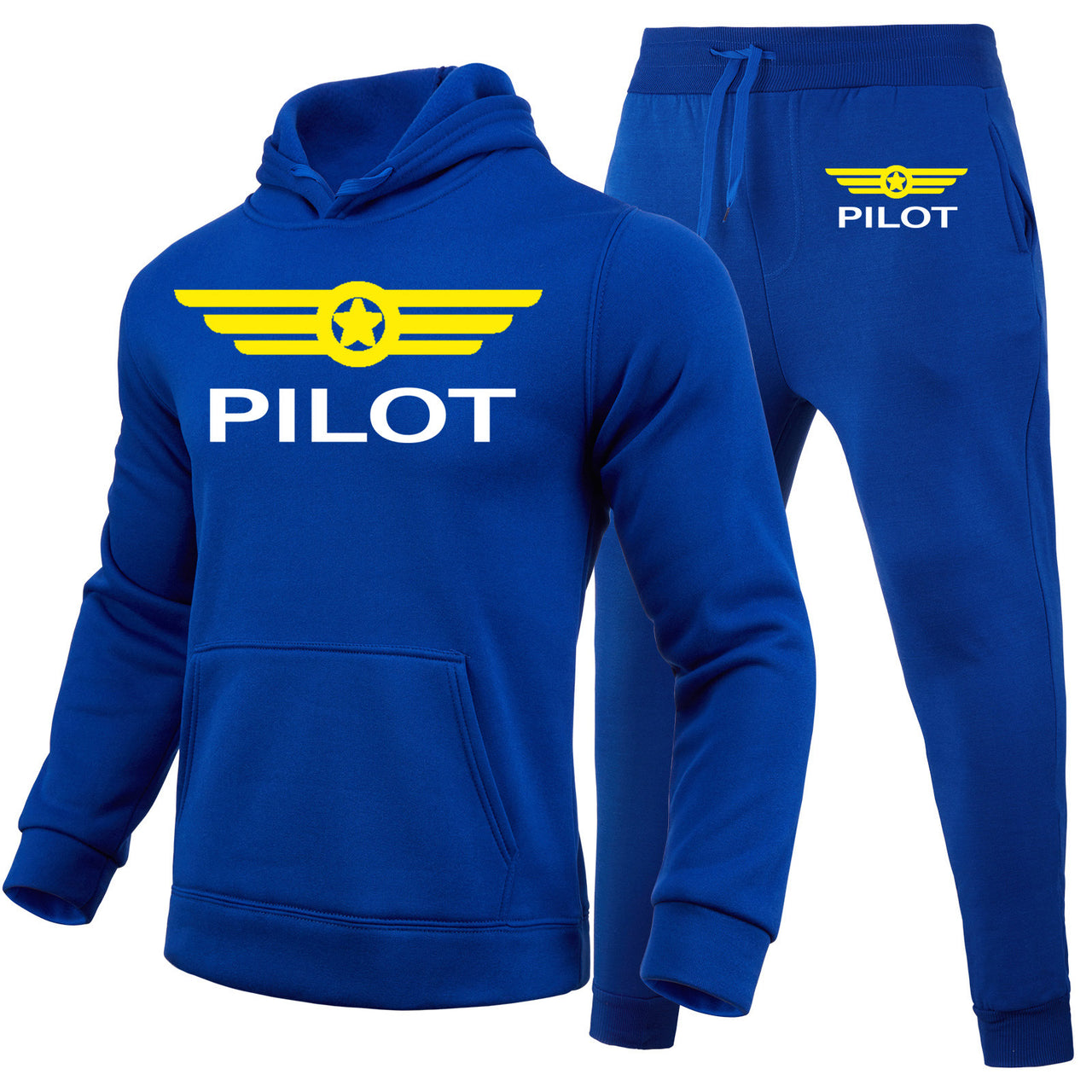 Pilot & Badge Designed Hoodies & Sweatpants Set