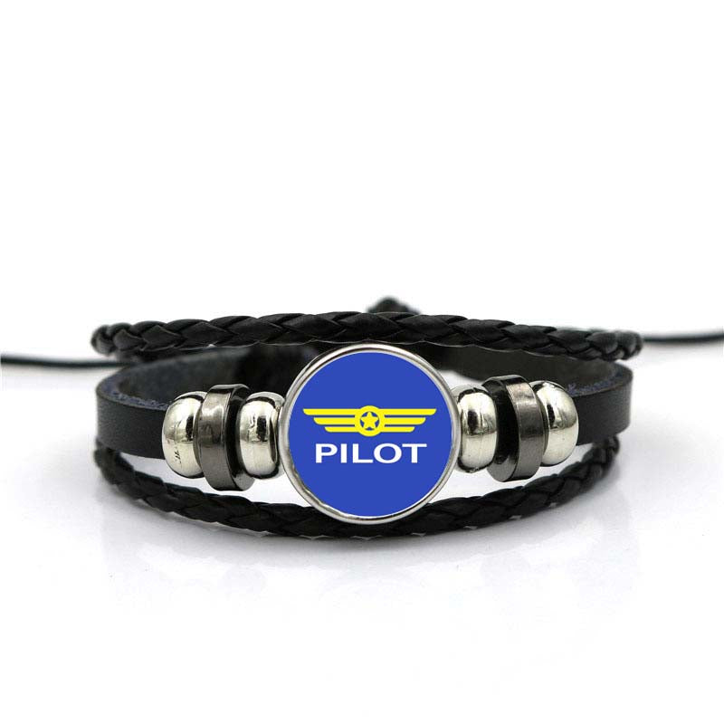 Pilot & Badge Designed Leather Bracelets