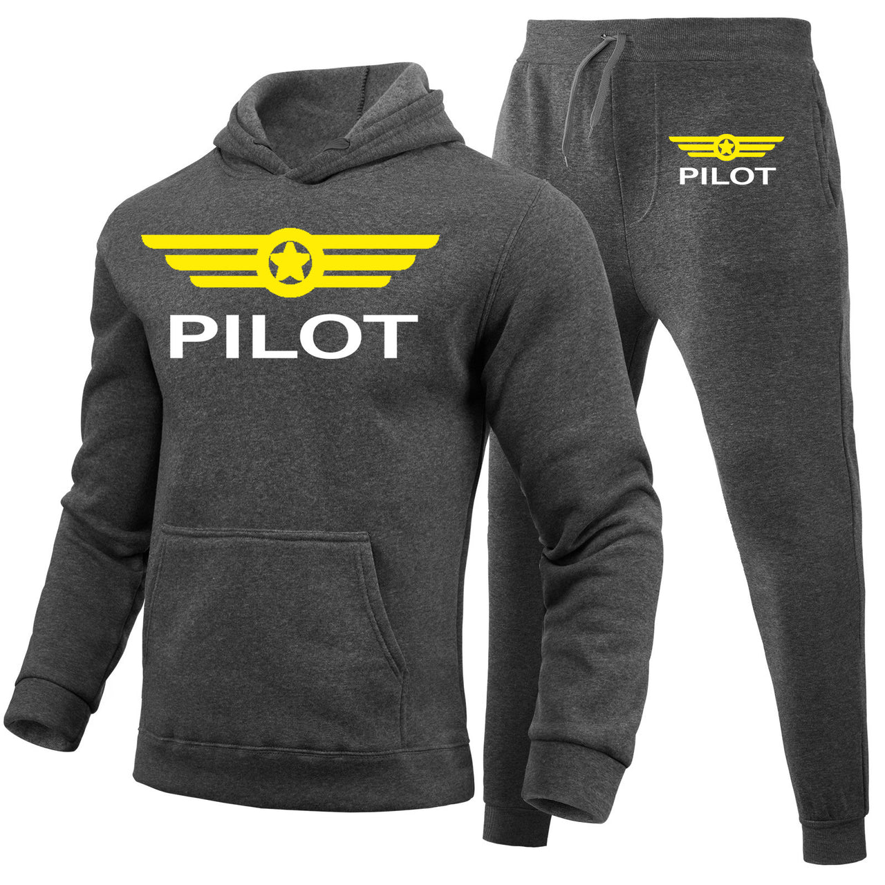 Pilot & Badge Designed Hoodies & Sweatpants Set
