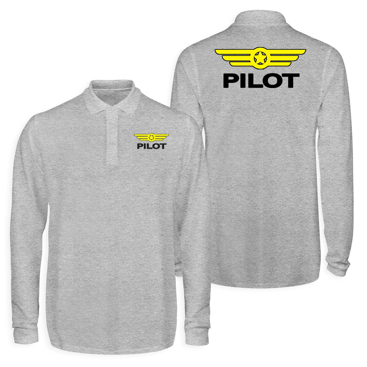 Pilot & Badge Designed Long Sleeve Polo T-Shirts (Double-Side)