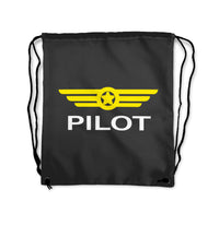 Thumbnail for Pilot & Badge Designed Drawstring Bags