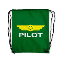 Thumbnail for Pilot & Badge Designed Drawstring Bags