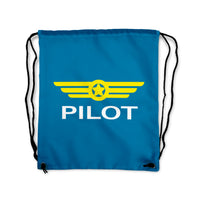 Thumbnail for Pilot & Badge Designed Drawstring Bags
