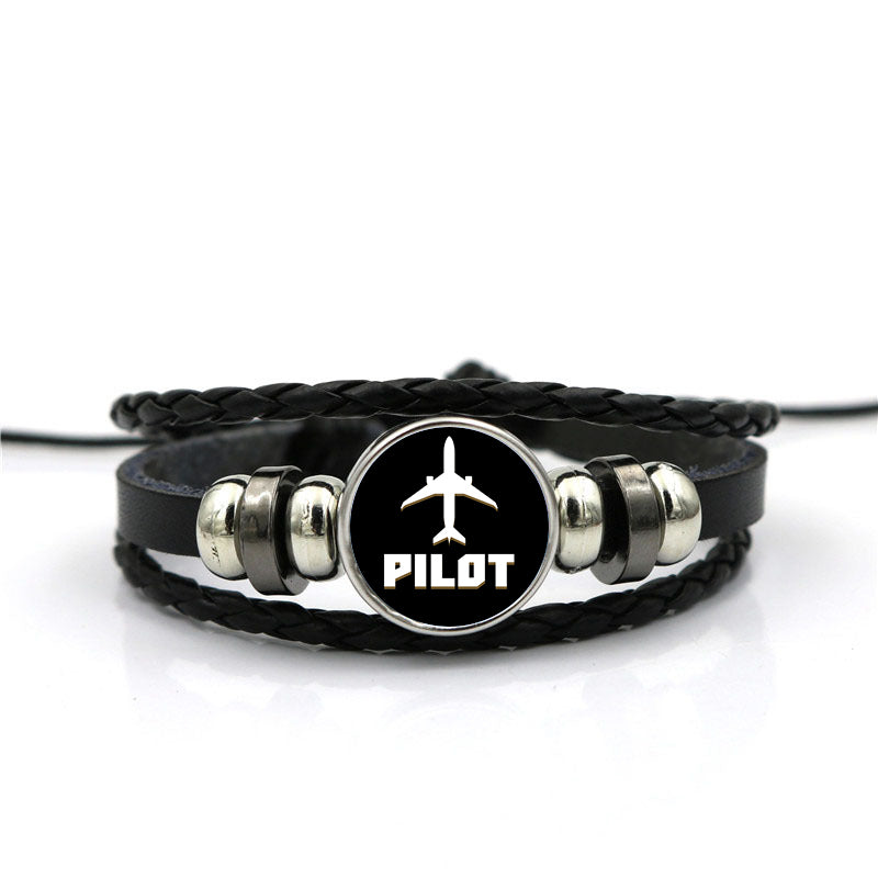 Pilot & Circle Designed Leather Bracelets