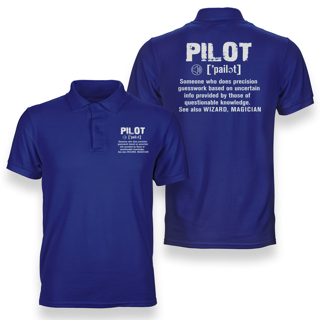 Pilot [Noun] Designed Double Side Polo T-Shirts