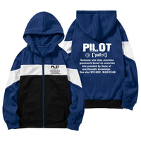 Thumbnail for Pilot [Noun] Designed Colourful Zipped Hoodies