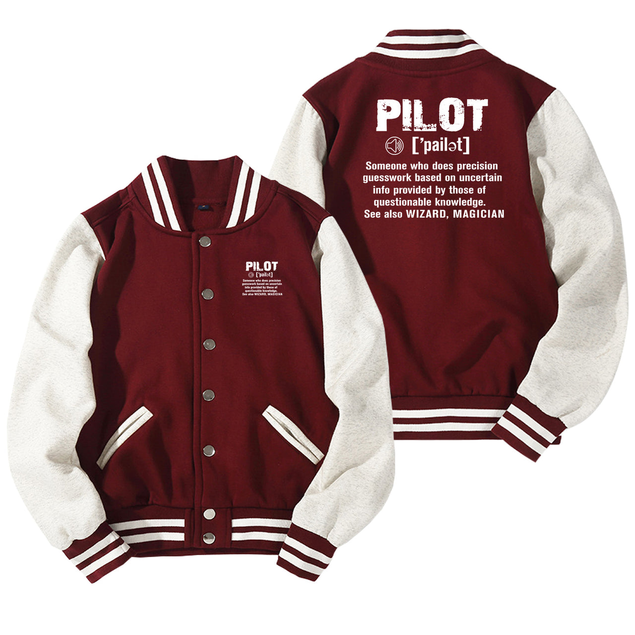 Pilot [Noun] Designed Baseball Style Jackets