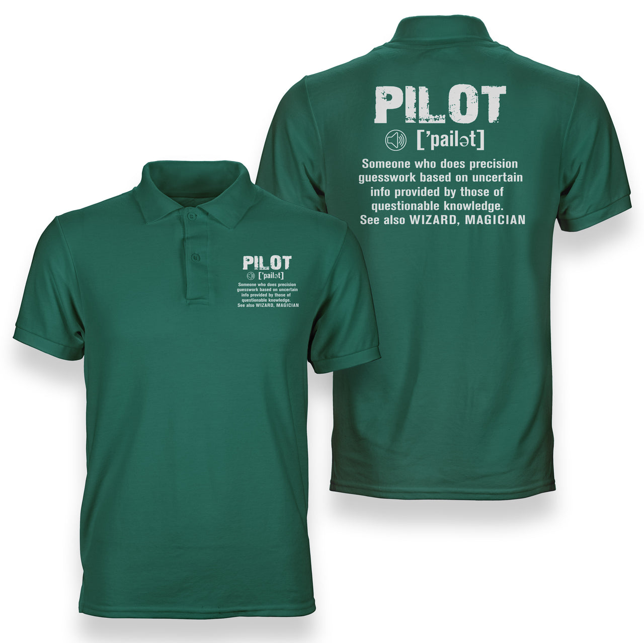 Pilot [Noun] Designed Double Side Polo T-Shirts