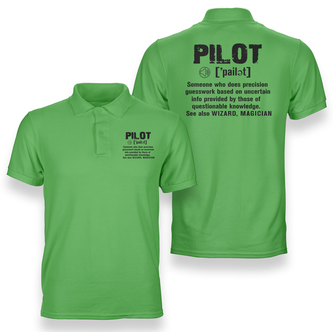 Pilot [Noun] Designed Double Side Polo T-Shirts