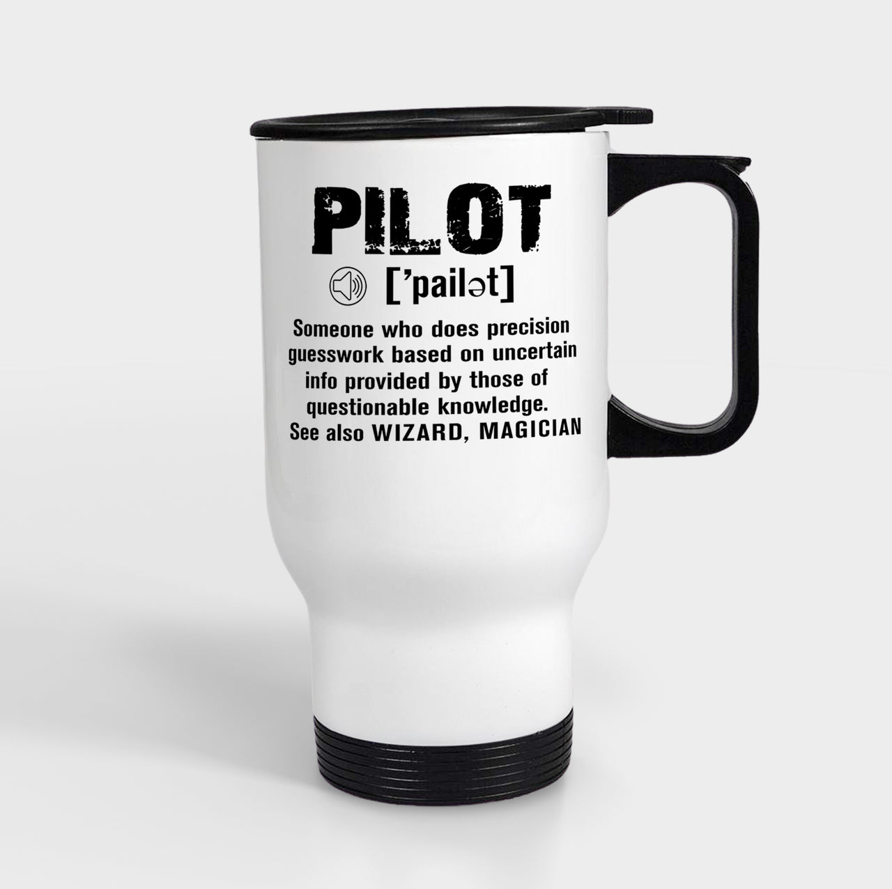 Pilot [Noun] Designed Travel Mugs (With Holder)
