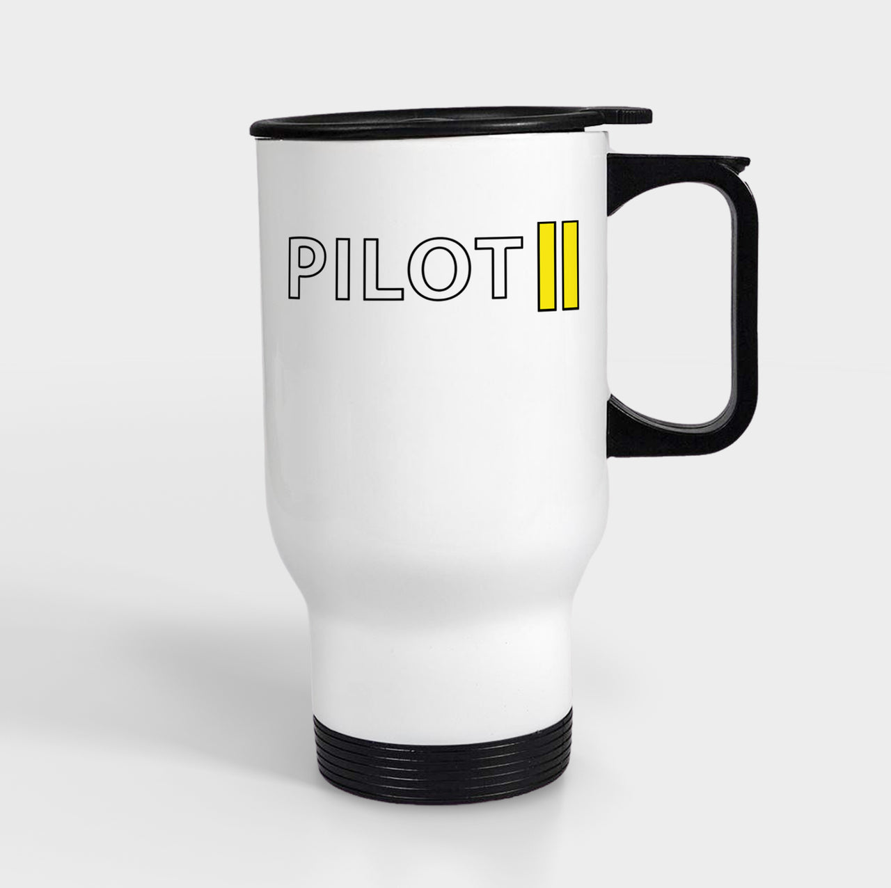 Pilot & Stripes (2 Lines) Designed Travel Mugs (With Holder)