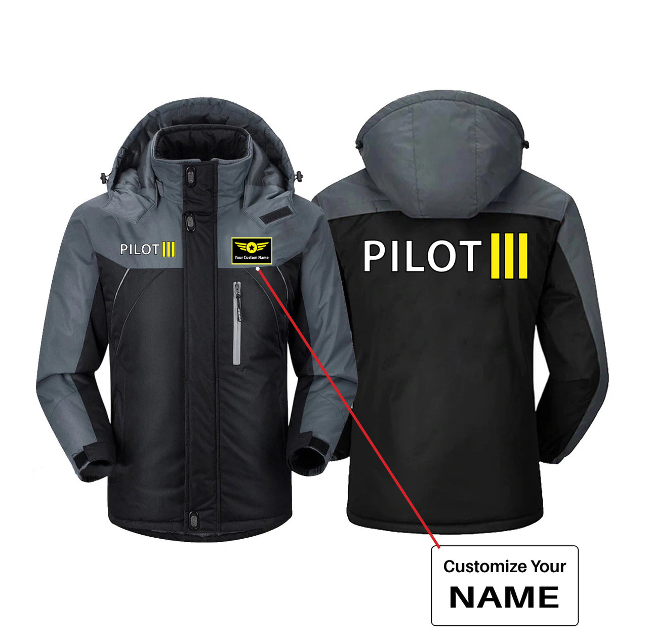 Pilot & Stripes (3 Lines) Designed Thick Winter Jackets
