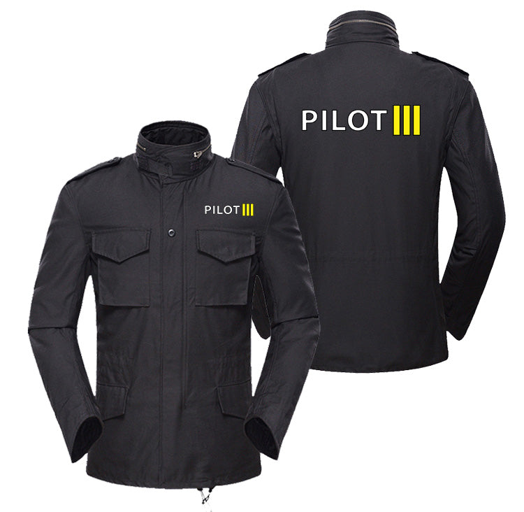 Pilot & Stripes (3 Lines) Designed Military Coats