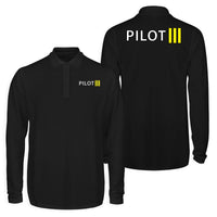Thumbnail for Pilot & Stripes (3 Lines) Designed Long Sleeve Polo T-Shirts (Double-Side)