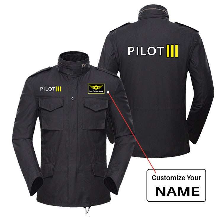 Pilot & Stripes (3 Lines) Designed Military Coats