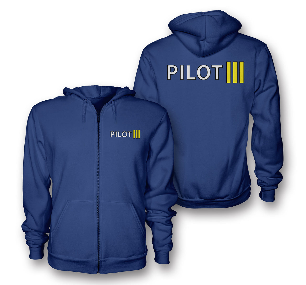 Pilot & Stripes (3 Lines) Designed Zipped Hoodies
