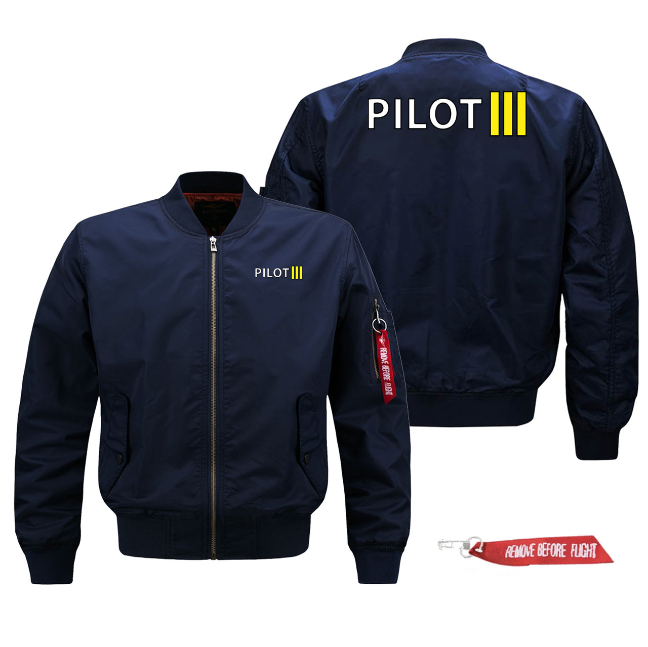 Pilot & Stripes (3 Lines) Designed Pilot Jackets (Customizable)